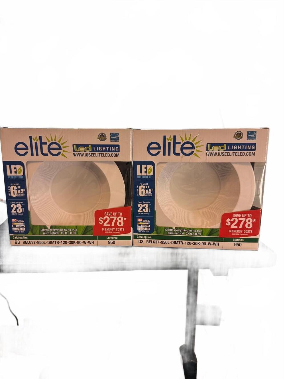 Lot of 2 Elite LED Retrofit Kits 5" & 6" Recessed Light 950 Lms 3000K White NEW